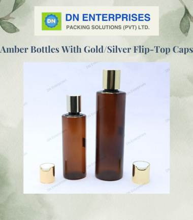 Amber Bottles With Gold/Silver Flip-Top Caps