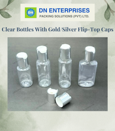 Clear Bottles With Gold/Silver Flip-Top Caps