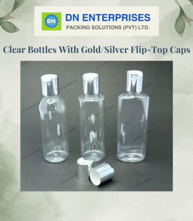 Clear Bottles With Gold/Silver Flip-Top Caps