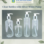 Clear Bottles With Silver / White Pump