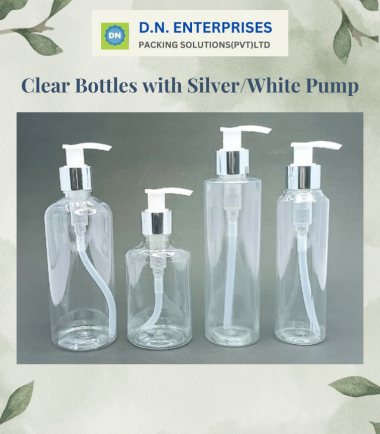Clear Bottles With Silver / White Pump