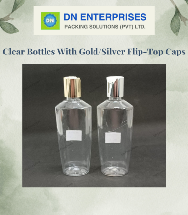 Clear Bottles With Gold/Silver Flip-Top Caps