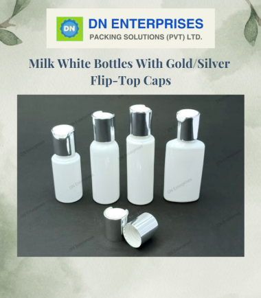 Milk White Bottles With Gold/Silver Flip-Top Caps