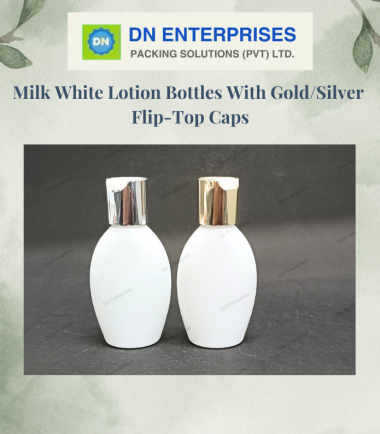 Milk White Lotion Bottles With Gold/Silver Flip-Top Caps