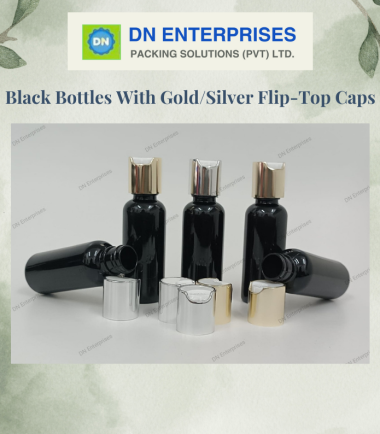 Black Bottles With Gold/Silver Flip-Top Caps
