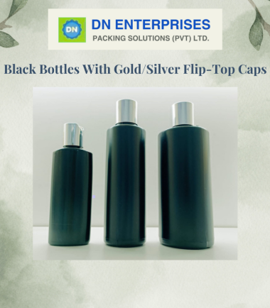 Black Bottles With Gold/Silver Flip-Top Caps