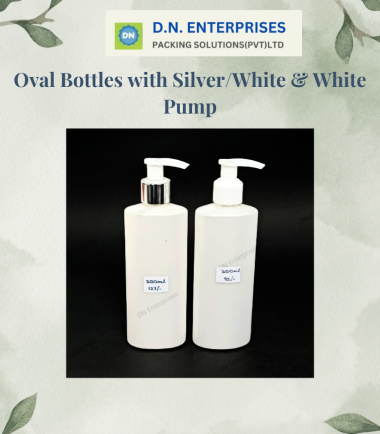Oval Bottles With Silver / White & White Pump