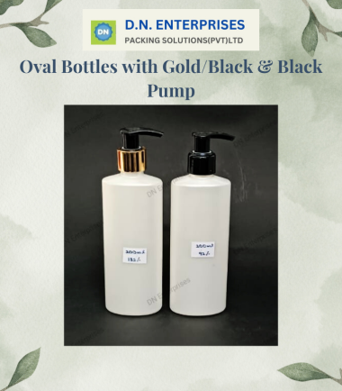 Oval Bottles With Gold / Black & Black Pump