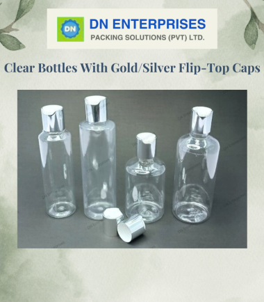Clear Bottles With Gold/Silver Flip-Top Caps