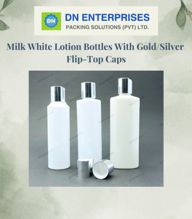 Milk White Lotion Bottles With Gold/Silver Flip-Top Caps
