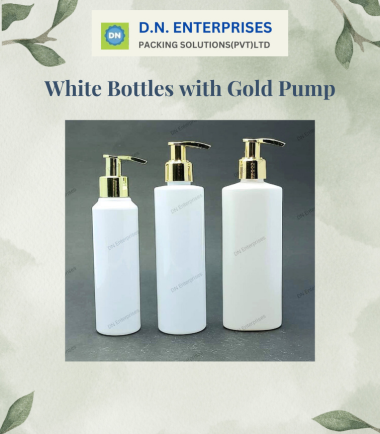 White Bottles With Gold Pump