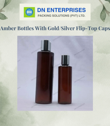 Amber Bottles With Gold/Silver Flip-Top Caps