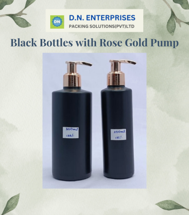 Black Bottles With Rose Gold Pump