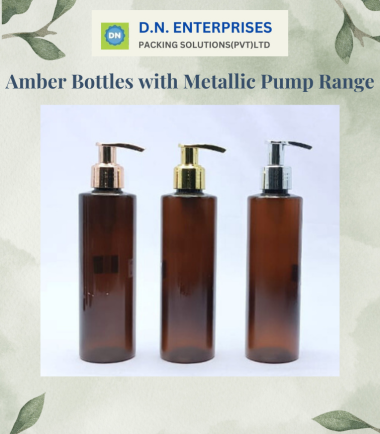 Amber Bottles With Metallic Pump Range