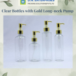 Clear Bottles With Gold Long-Neck Pump
