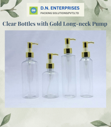 Clear Bottles With Gold Long-Neck Pump