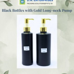 Black Bottles With Gold Long-Neck Pump