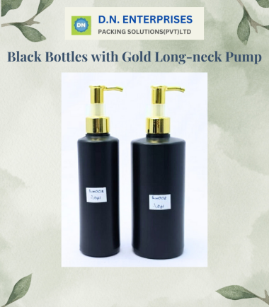 Black Bottles With Gold Long-Neck Pump