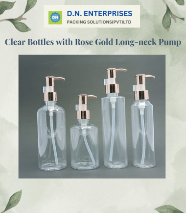 Clear Bottles With Rose Gold Long-Neck Pump