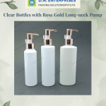 Clear Bottles With Rose Gold Long-Neck Pump