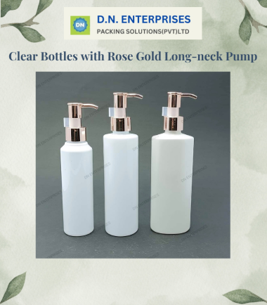 Clear Bottles With Rose Gold Long-Neck Pump