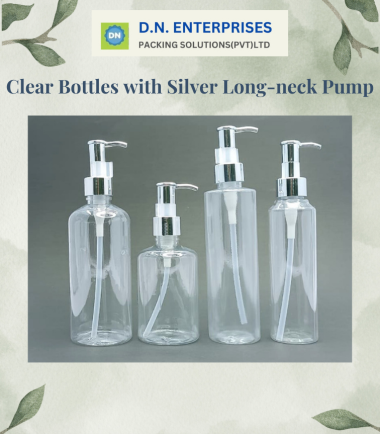Clear Bottles With Silver Long-Neck Pump