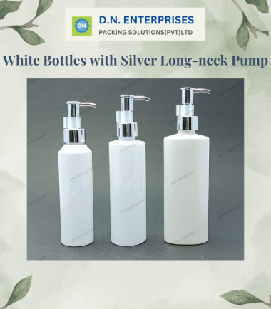 White Bottles With Silver Long-Neck Pump