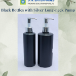 Black Bottles With Silver Long-Neck Pump
