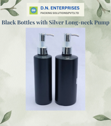 Black Bottles With Silver Long-Neck Pump