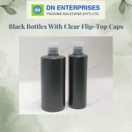 Black Bottles With Clear Flip-Top Caps