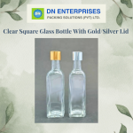Clear Square Glass Bottles With Gold / Silver Lids