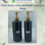 White Bottles With Gold Plastic Long-Neck Pump