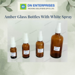Amber Glass Bottles With White Spray
