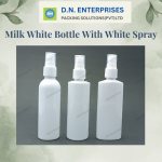 Milk White Bottle With White Spray