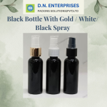 Black Bottle With Gold / White/ Black Spray
