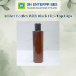 200ml Amber Bottles With Black Flip-Top Caps