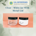 Clear / White Jar With  Metal Lid