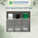 Clear Square Bottles With Caps