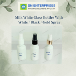 Milk White Glass Bottles With  White / Black / Gold Spray