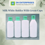 Milk White Bottles With Green Caps