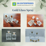 Square Glass Bottles With Gold Perfume Spray
