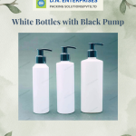 White Bottles With Black Pump