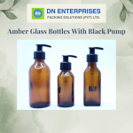 Amber Glass Bottles With Black Pump