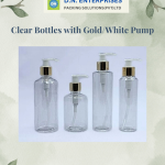 Clear Bottles With Gold / White Pump