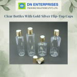 Clear Bottles With Gold/Silver Flip-Top Caps