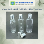 Clear Bottles With Gold/Silver Flip-Top Caps