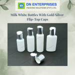 Milk White Bottles With Gold/Silver Flip-Top Caps