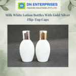 Milk White Lotion Bottles With Gold/Silver Flip-Top Caps