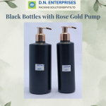 Black Bottles With Rose Gold Pump