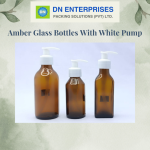 Amber Glass Bottles With White Pump